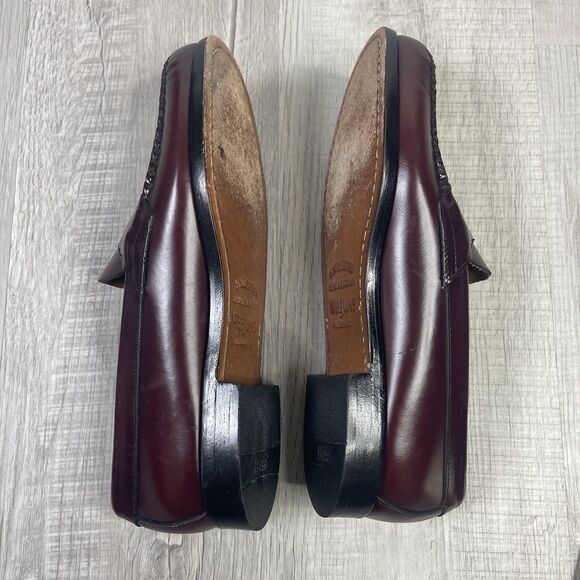 EUC G.H. Bass Weejuns Men’s 8.5 B Logan Loafers Burgundy Leather Casual Preppy G - Picture 10 of 12